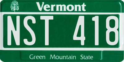 VT license plate NST418