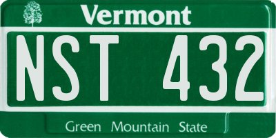 VT license plate NST432