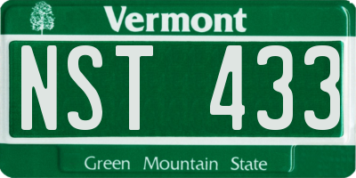 VT license plate NST433