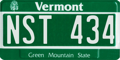 VT license plate NST434
