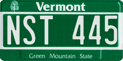 VT license plate NST445