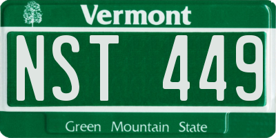 VT license plate NST449