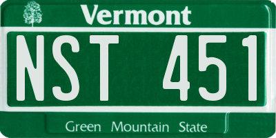 VT license plate NST451