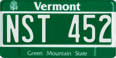 VT license plate NST452