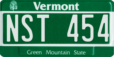VT license plate NST454