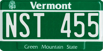 VT license plate NST455