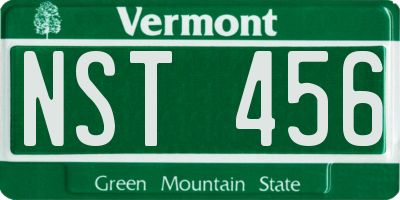 VT license plate NST456
