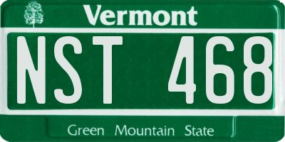 VT license plate NST468