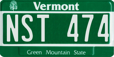 VT license plate NST474