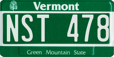 VT license plate NST478