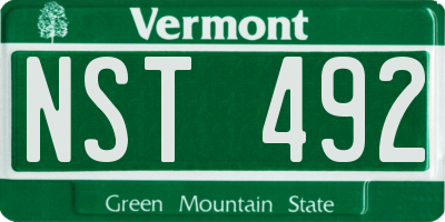 VT license plate NST492