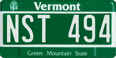 VT license plate NST494
