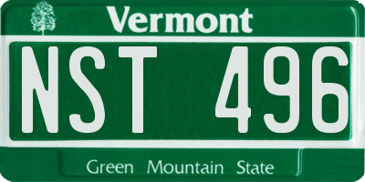 VT license plate NST496