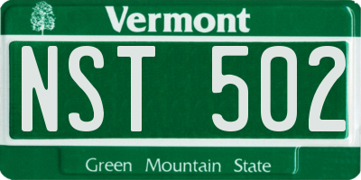 VT license plate NST502