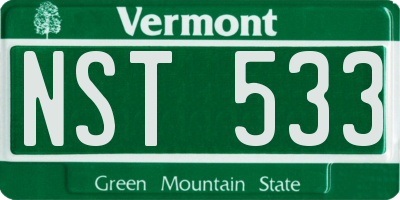 VT license plate NST533