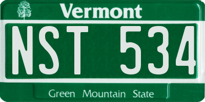 VT license plate NST534