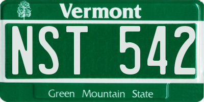VT license plate NST542