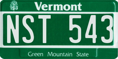 VT license plate NST543