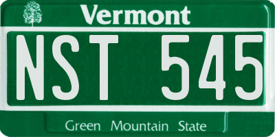 VT license plate NST545