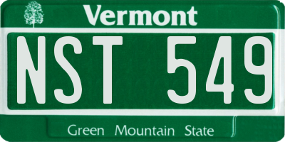 VT license plate NST549