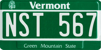 VT license plate NST567