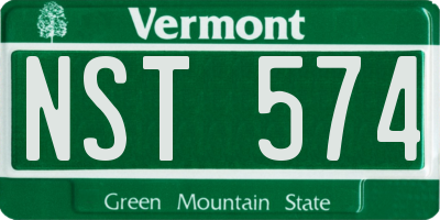 VT license plate NST574