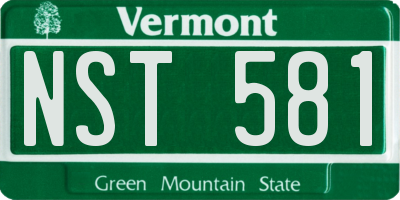 VT license plate NST581