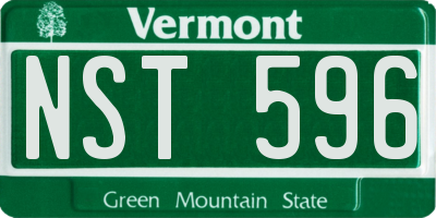 VT license plate NST596