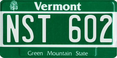 VT license plate NST602