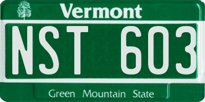 VT license plate NST603