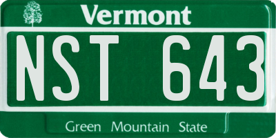 VT license plate NST643