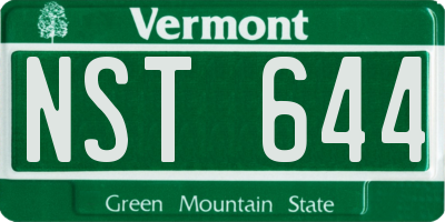 VT license plate NST644