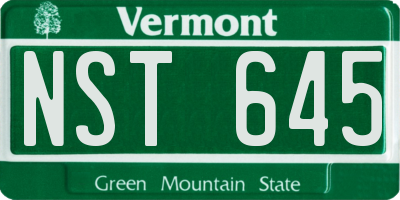 VT license plate NST645