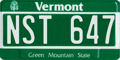 VT license plate NST647