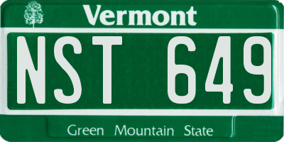 VT license plate NST649