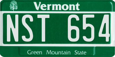 VT license plate NST654