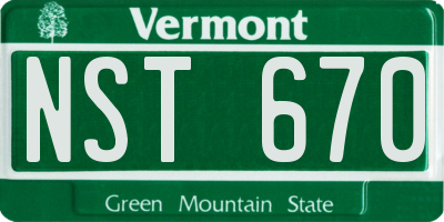 VT license plate NST670