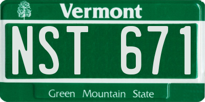 VT license plate NST671