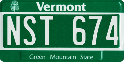 VT license plate NST674