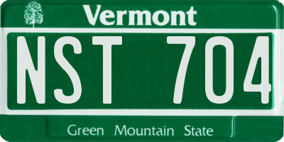 VT license plate NST704