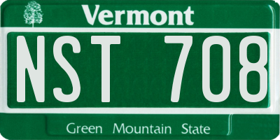 VT license plate NST708