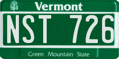 VT license plate NST726