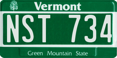 VT license plate NST734