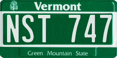 VT license plate NST747