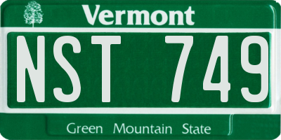 VT license plate NST749