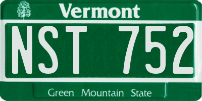 VT license plate NST752