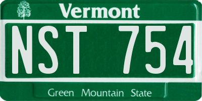 VT license plate NST754