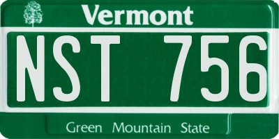 VT license plate NST756