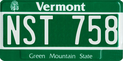 VT license plate NST758