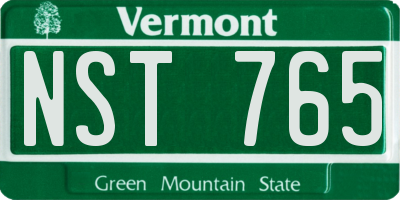 VT license plate NST765